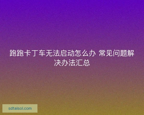 跑跑卡丁车无法启动怎么办 常见问题解决办法汇总